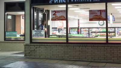 Windows of a convenience store