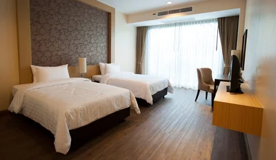 Two-bed hotel room